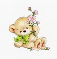 Фотообои Медвежонок с розовым цветочком