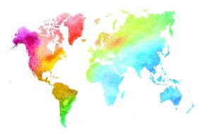Фотообои Разноцветная карта мира