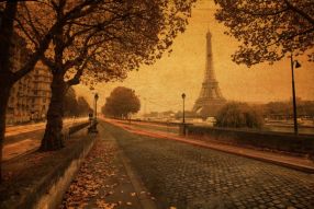 Фреска Париж, состаренное фото