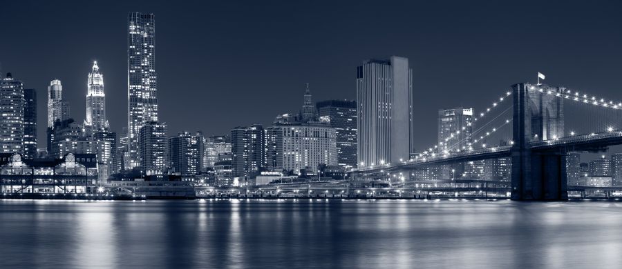 Фотообои Черно белая панорама Нью-Йорка