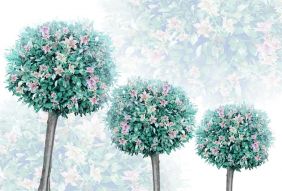 Фотообои 3D Деревья с лилиями