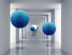 Фотообои 3D Синие шары в тоннеле