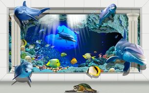 Фреска 3Д подводный мир